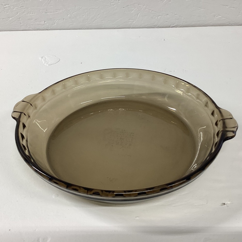 Vintage Pyrex Amber Brown #229 Pie Plate Dish Pan 9 3/4" Fluted Edge